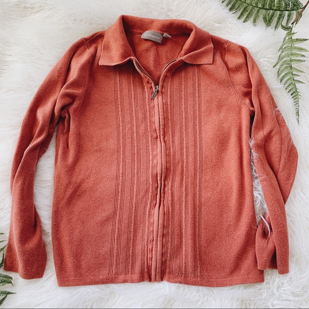 Vintage ✨ coral full zip cardigan with collar